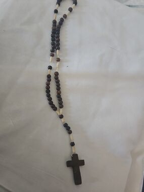 Kids Brown Wood Bead Cross Necklace — Natural Faith Pendant